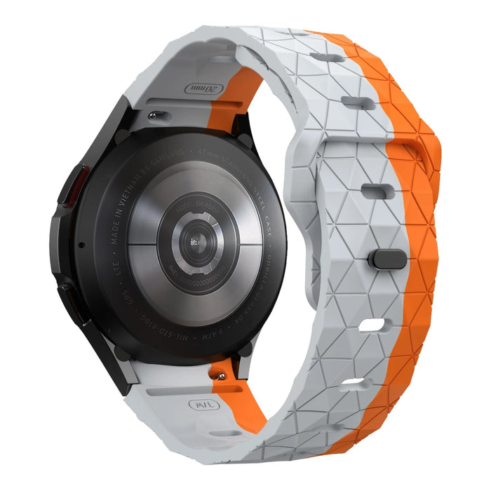 grey-orange-hex-patternsamsung-galaxy-watch-5-pro-(45mm)-watch-straps-nz-silicone-football-pattern-watch-bands-aus