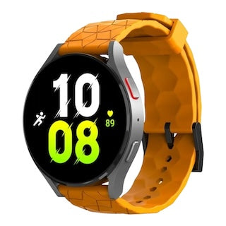 orange-hex-patternsamsung-galaxy-watch-6-classic-(47mm)-watch-straps-nz-silicone-football-pattern-watch-bands-aus