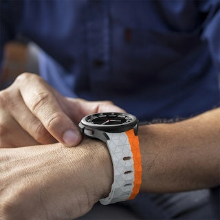 grey-orange-hex-patternsamsung-galaxy-watch-5-pro-(45mm)-watch-straps-nz-silicone-football-pattern-watch-bands-aus
