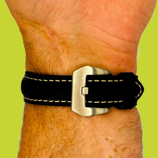 black-silver-buckle-garmin-vivoactive-3-watch-straps-nz-retro-leather-watch-bands-aus