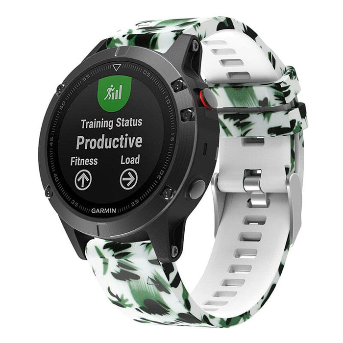 green-flowers-garmin-quatix-7-watch-straps-nz-pattern-silicone-watch-bands-aus