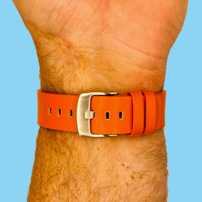 orange-silver-buckle-huawei-watch-gt4-46mm-watch-straps-nz-leather-watch-bands-aus
