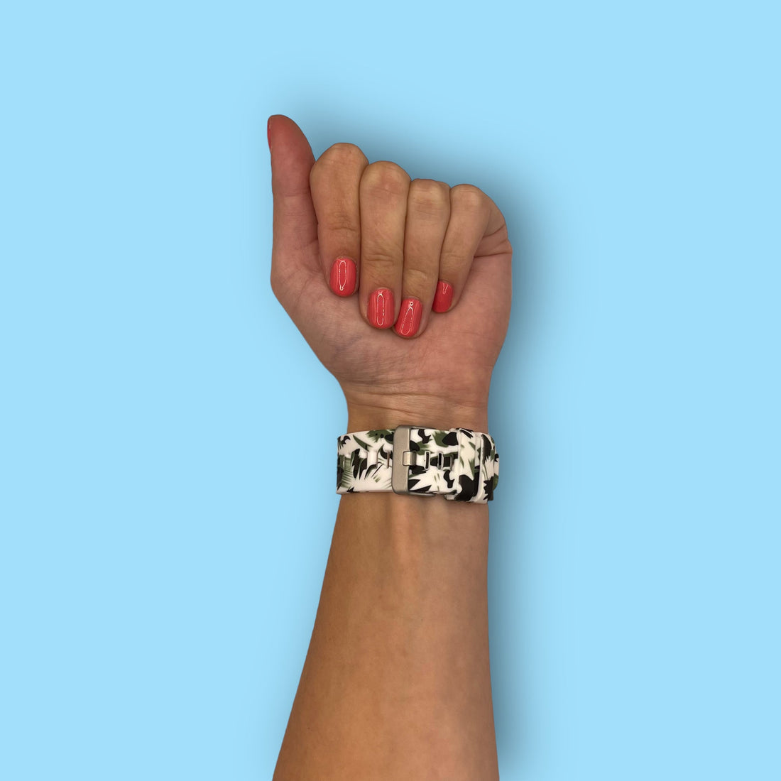green-flowers-garmin-forerunner-945-watch-straps-nz-pattern-silicone-watch-bands-aus-803310