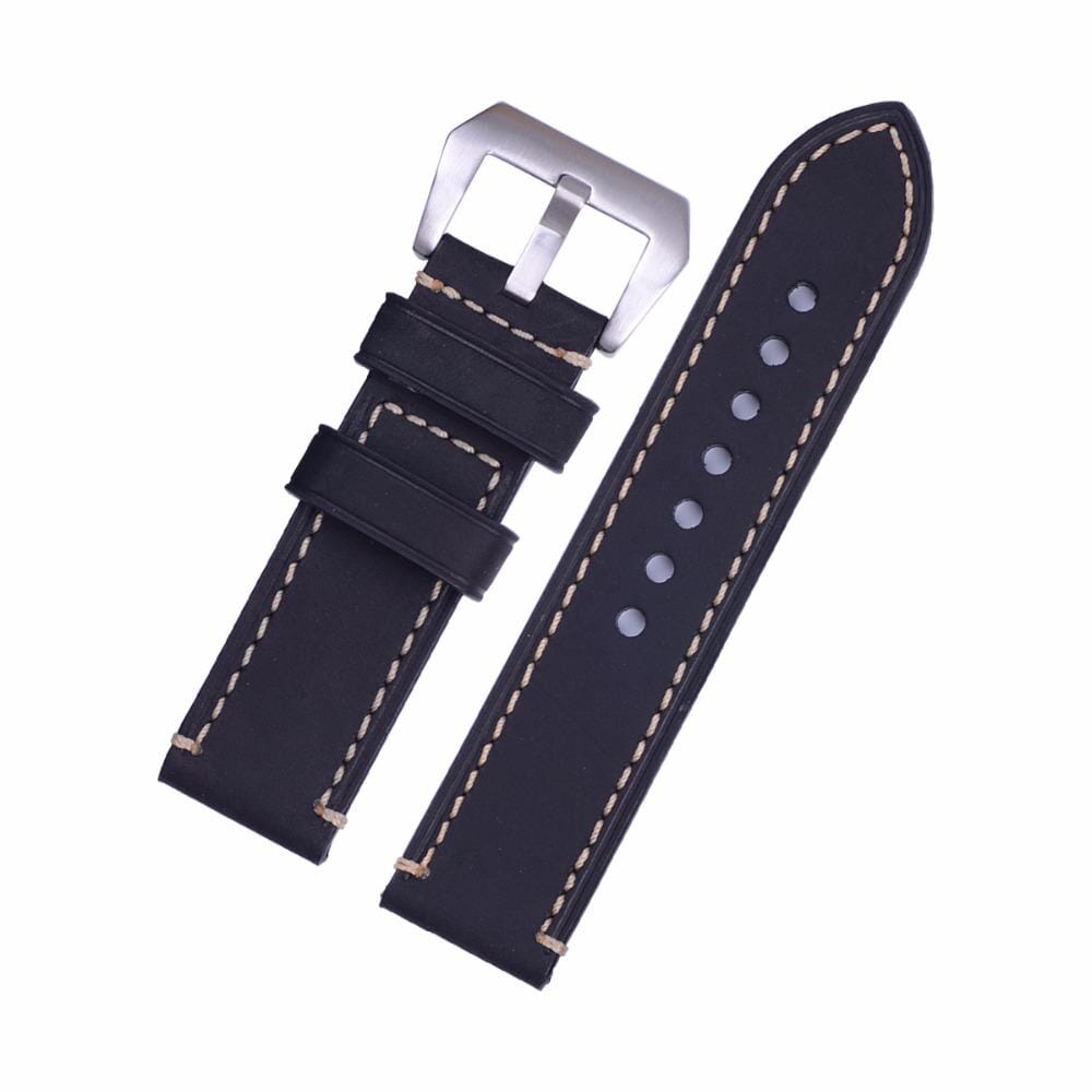 black-silver-buckle-samsung-galaxy-watch-8-(44mm)-watch-straps-nz-retro-leather-watch-bands-aus