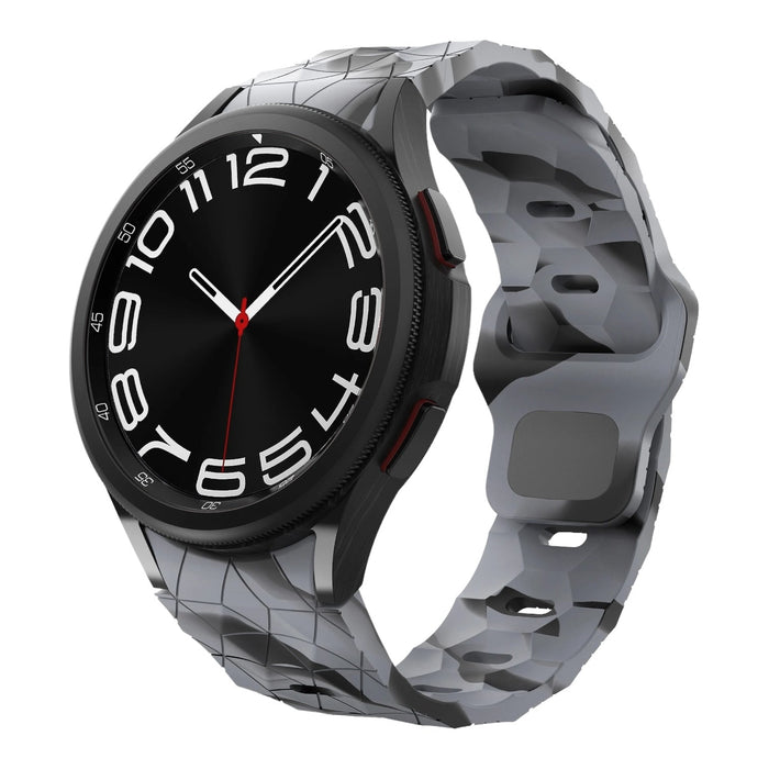 grey-camo-hex-patternsamsung-galaxy-watch-6-classic-(43mm)-watch-straps-nz-silicone-football-pattern-watch-bands-aus