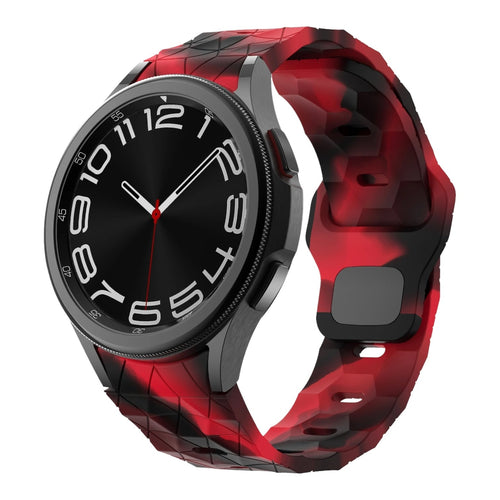 red-camo-hex-patternsamsung-galaxy-watch-6-(44mm)-watch-straps-nz-silicone-football-pattern-watch-bands-aus