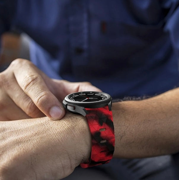 red-camo-hex-patterngarmin-forerunner-645-watch-straps-nz-silicone-football-pattern-watch-bands-aus