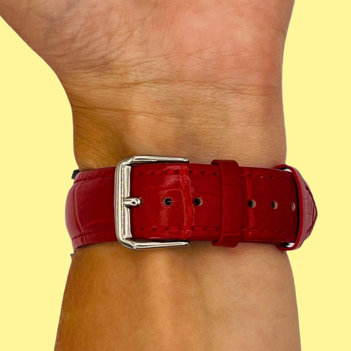 red-huawei-watch-5-(42mm)-watch-straps-nz-snakeskin-leather-watch-bands-aus