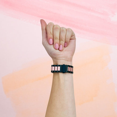 black-rose-pink-metal-ticwatch-s-s2-watch-straps-nz-stainless-steel-link-watch-bands-aus