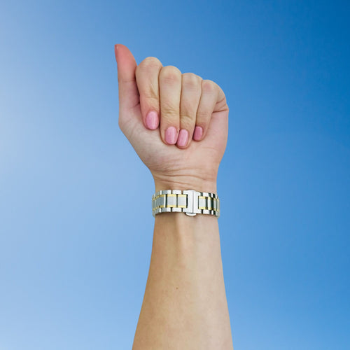 silver-gold-stripe-metal-huawei-watch-gt-5-pro-46mm-watch-straps-nz-stainless-steel-link-watch-bands-aus