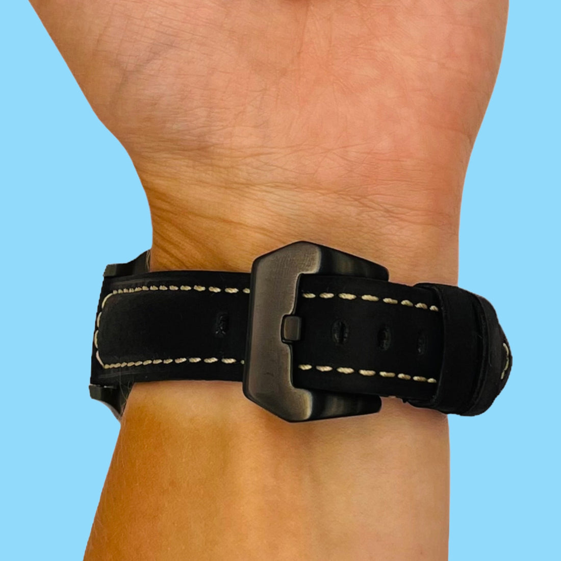 black-black-buckle-garmin-forerunner-245-watch-straps-nz-retro-leather-watch-bands-aus