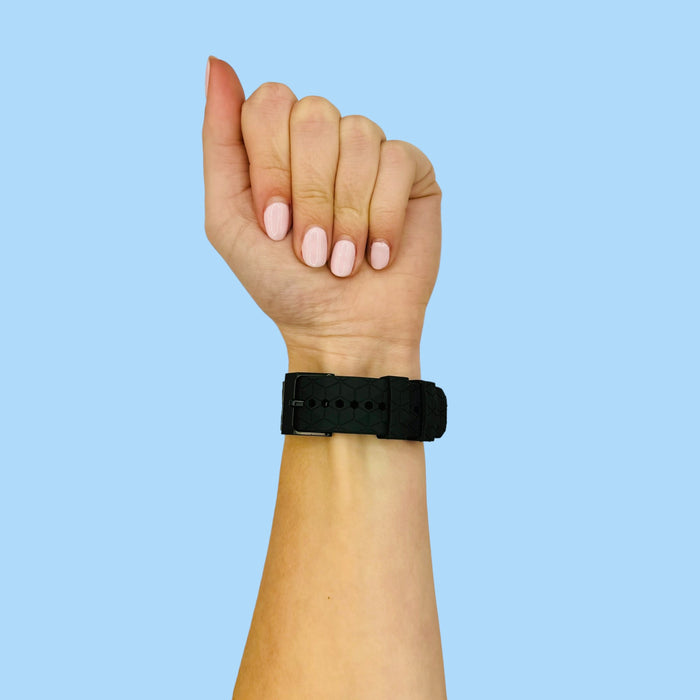 black-hex-pattern-huawei-watch-fit-4-pro-watch-straps-nz-silicone-football-pattern-watch-bands-aus