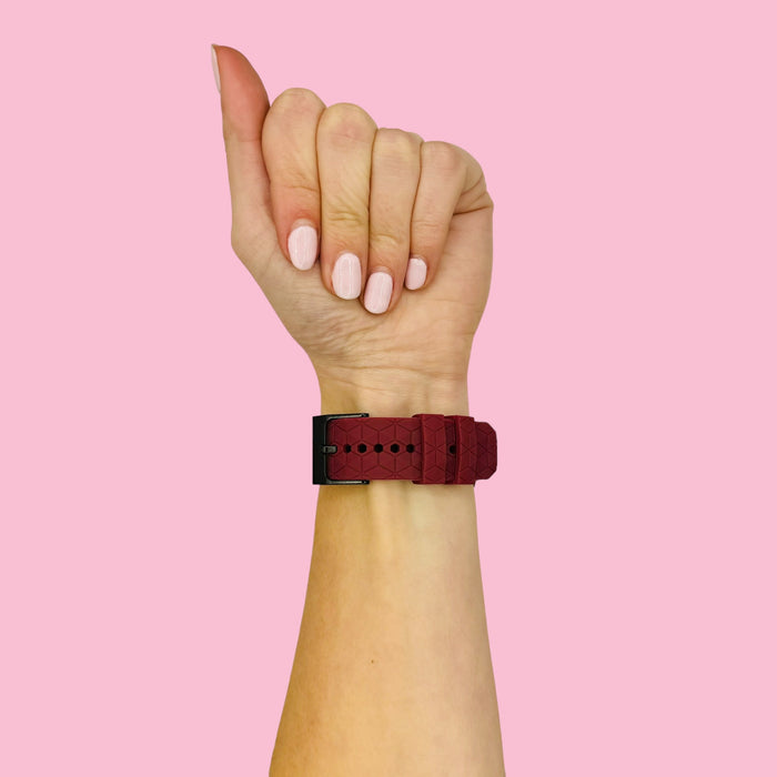 maroon-hex-pattern-garmin-vivoactive-6--watch-straps-nz-silicone-football-pattern-watch-bands-aus