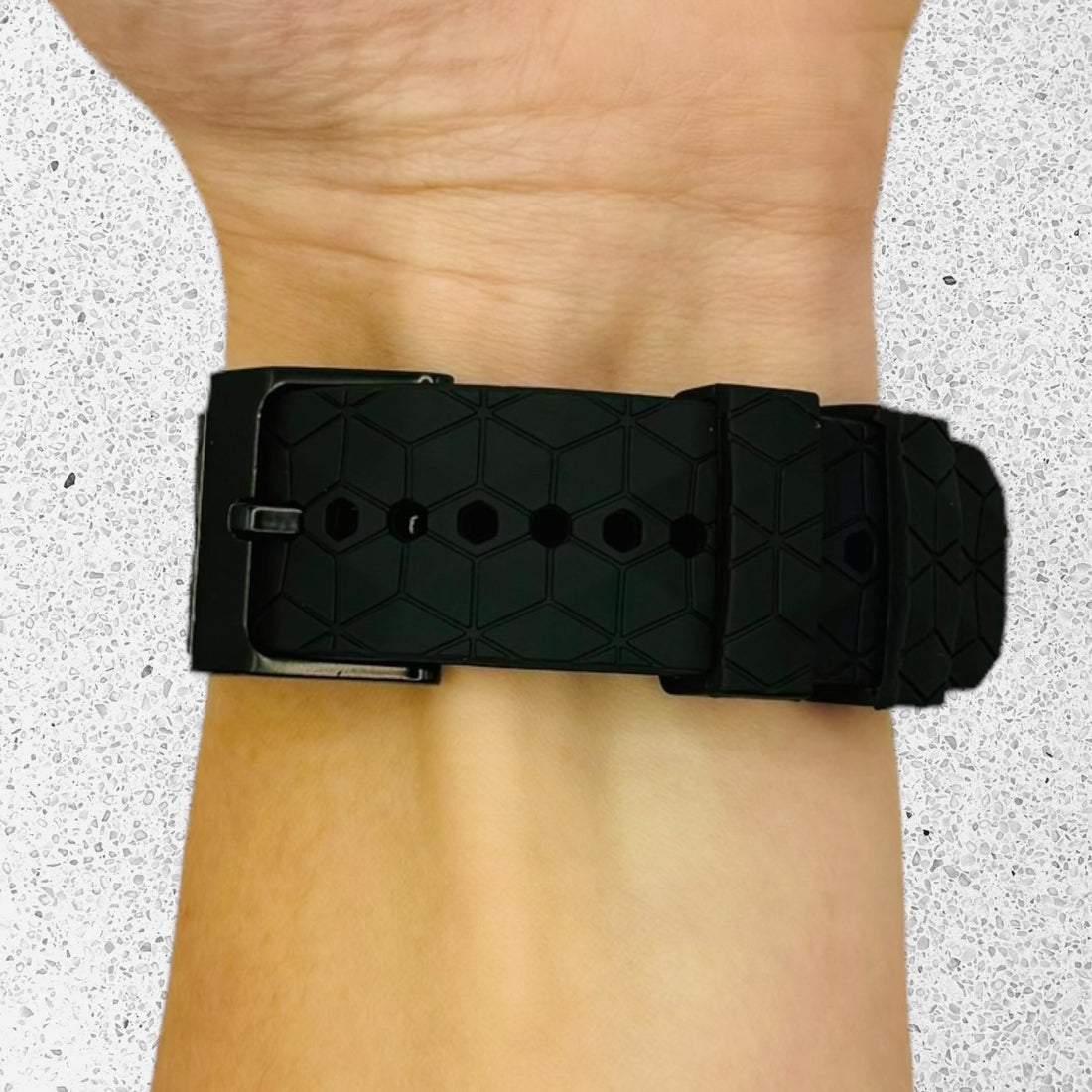 black-hex-pattern-garmin-venu-3s-watch-straps-nz-silicone-football-pattern-watch-bands-aus