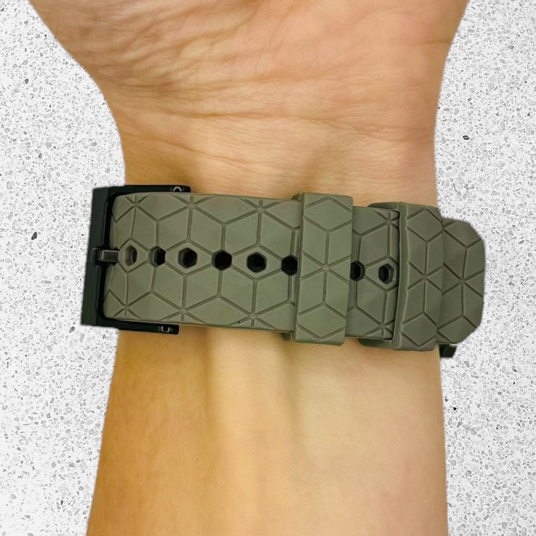 grey-hex-pattern-huawei-watch-gt-5-pro-42mm-watch-straps-nz-silicone-football-pattern-watch-bands-aus