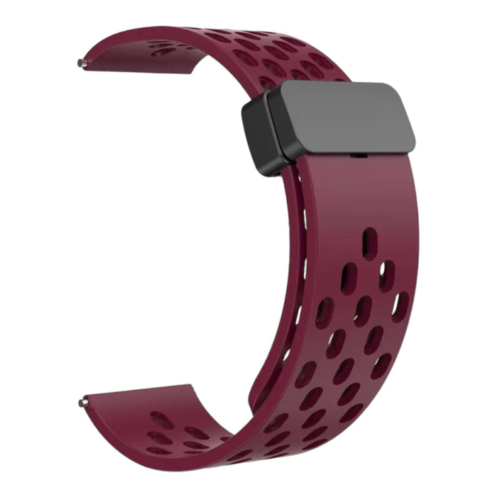 maroon-magnetic-sports-kogan-active+-smart-watch-watch-straps-nz-ocean-band-silicone-watch-bands-aus