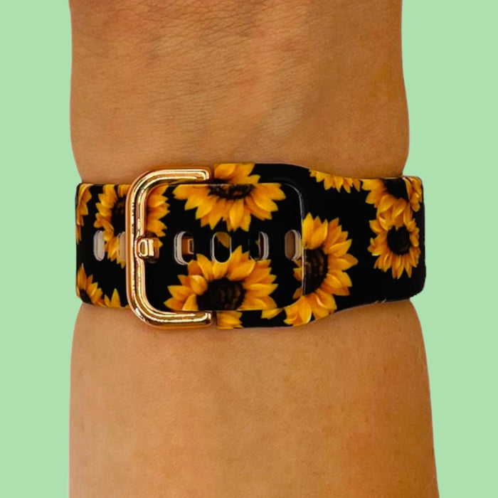sunflowers-black-huawei-watch-2-classic-watch-straps-nz-pattern-straps-watch-bands-aus