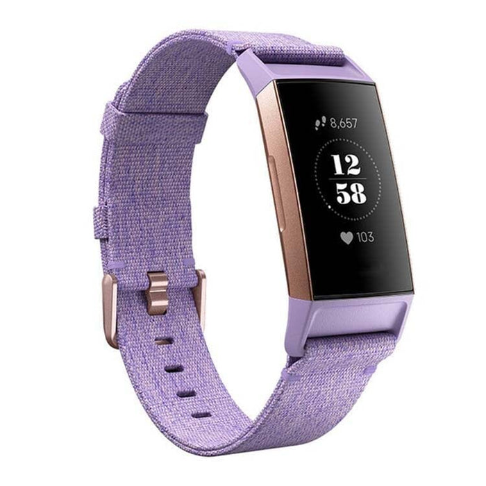 Purple Stylish Canvas Watch Straps Compatible with the Fitbit Charge 3 & Charge 4 NZ