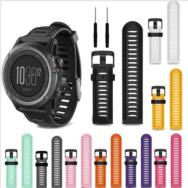 Black Replacement Silicone Watch straps compatible with the Garmin Fenix 3 NZ