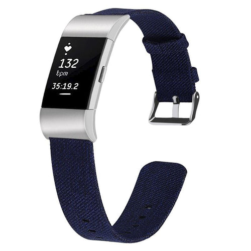 Dark Grey Replacement Canvas Watch Straps compatible with the Fitbit Charge 2 NZ
