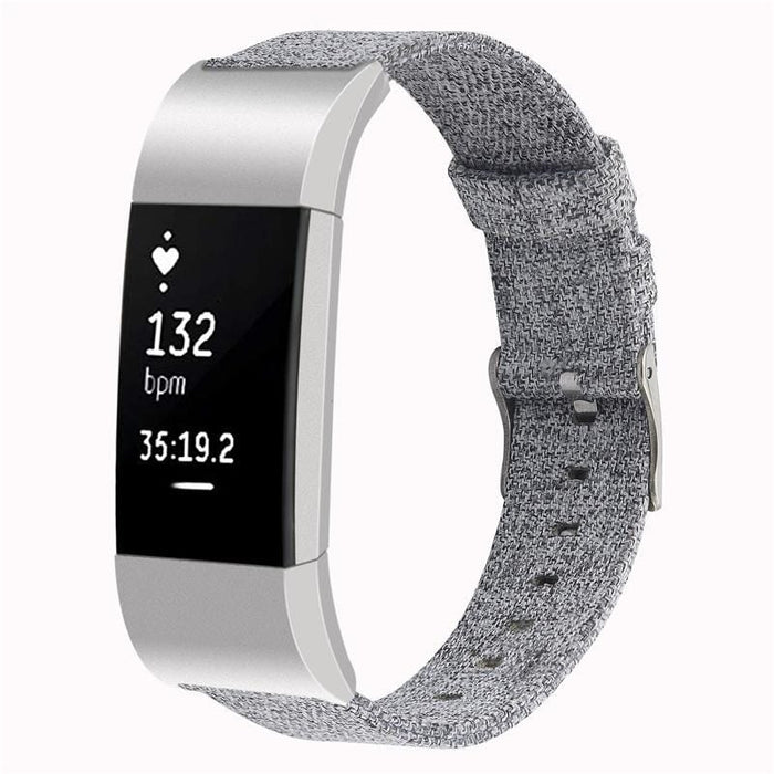 Grey Replacement Canvas Watch Straps compatible with the Fitbit Charge 2 NZ