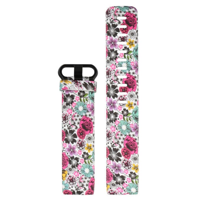14 - Multi Coloured Flowers Replacement Pattern Watch Straps compatible with the Fitbit Charge 3 & Charge 4 NZ