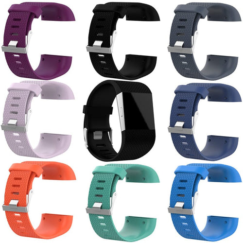 Black Replacement Silicone Watch Strap compatible with the Fitbit Surge NZ
