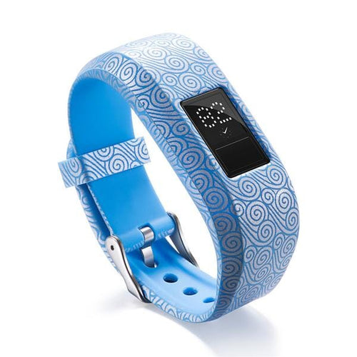 9 - Flowers on a Blue Background Garmin Vivofit 3 & JR/JR2 Silicone Colourful Pattern Watch Straps NZ