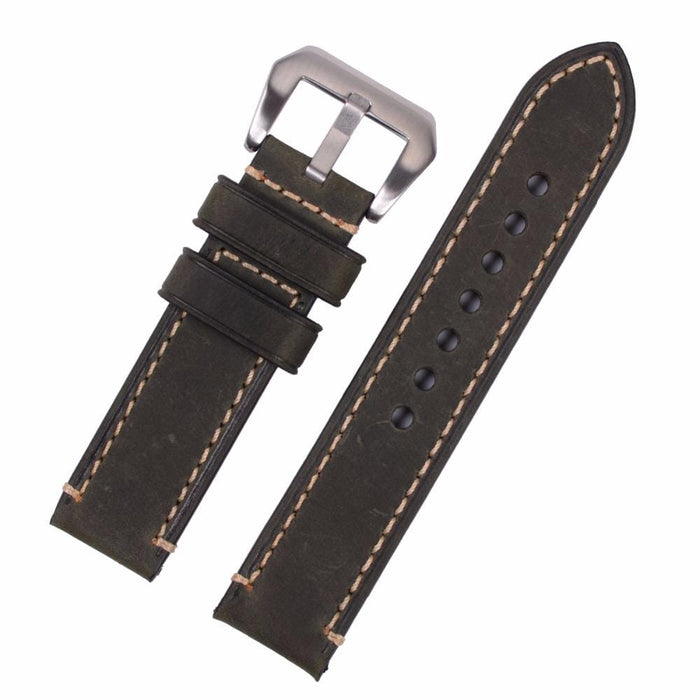 green-silver-buckle-coros-apex-2-pro-watch-straps-nz-retro-leather-watch-bands-aus