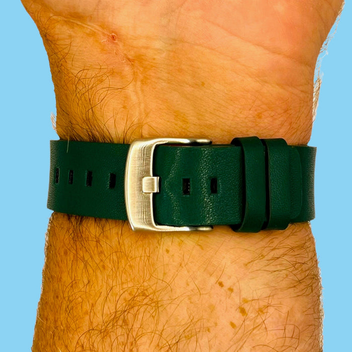 green-silver-buckle-samsung-galaxy-watch-5-pro-(45mm)-watch-straps-nz-leather-watch-bands-aus