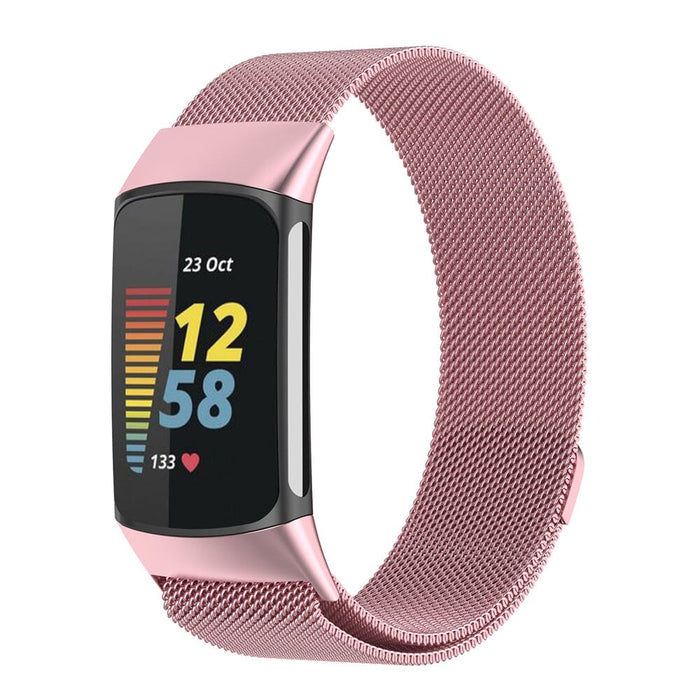 fitbit-charge-5-milanese-metal-watch-straps-nz-watch-bands-aus-rose-pink