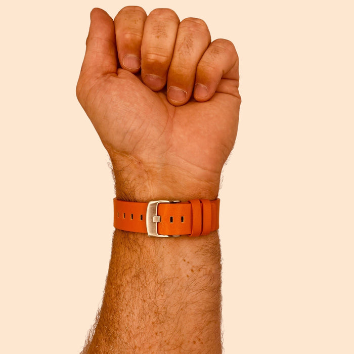 orange-silver-buckle-ticwatch-gth-watch-straps-nz-leather-watch-bands-aus
