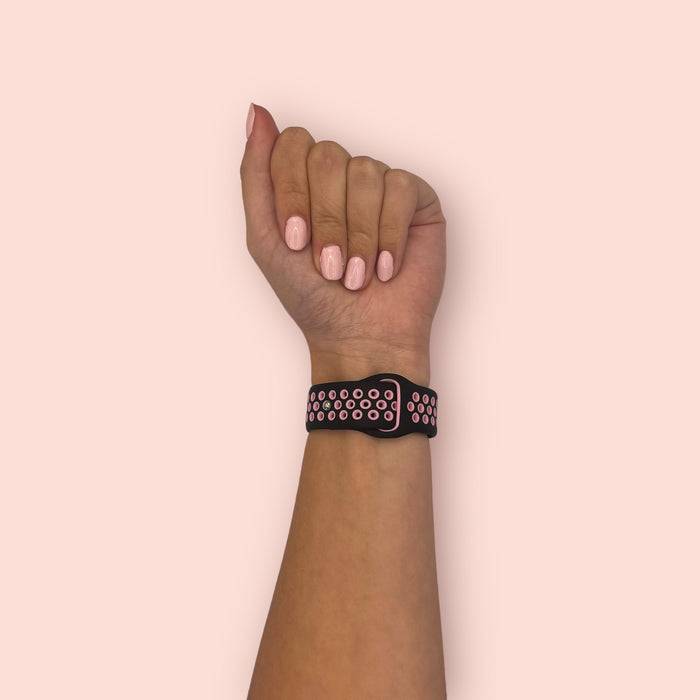 black-pink-amazfit-20mm-range-watch-straps-nz-silicone-sports-watch-bands-aus