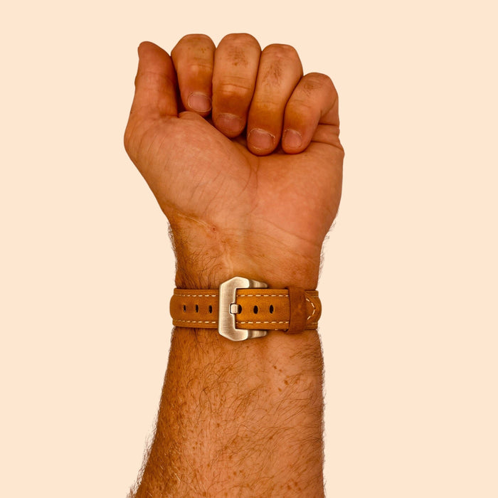 brown-silver-buckle-polar-vantage-m2-watch-straps-nz-retro-leather-watch-bands-aus