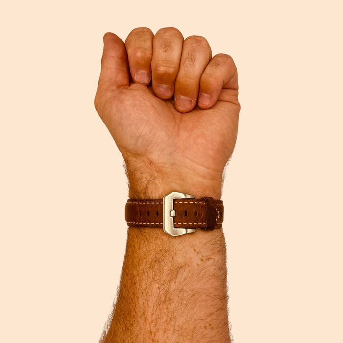 dark-brown-silver-buckle-samsung-galaxy-watch-3-(45mm)-watch-straps-nz-retro-leather-watch-bands-aus