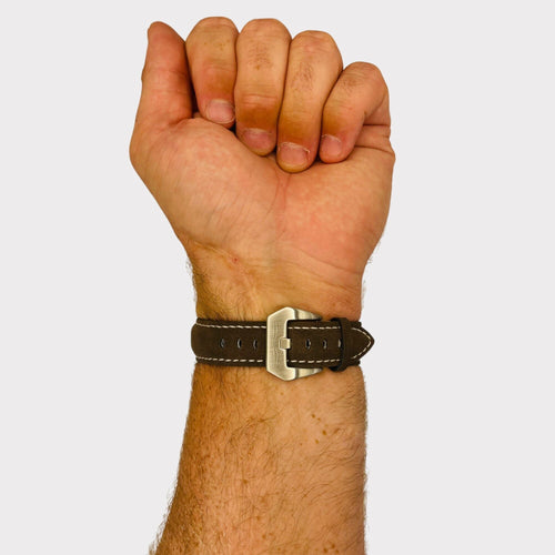 mocha-silver-buckle-garmin-tactix-bravo,-charlie-delta-watch-straps-nz-retro-leather-watch-bands-aus