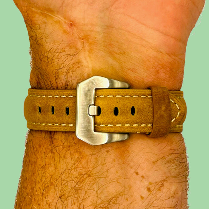 brown-silver-buckle-ticwatch-gtx-watch-straps-nz-retro-leather-watch-bands-aus