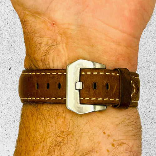 dark-brown-silver-buckle-ticwatch-e2-watch-straps-nz-retro-leather-watch-bands-aus