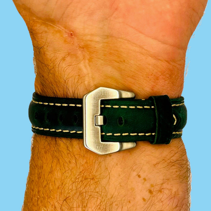 green-silver-buckle-garmin-quatix-7-watch-straps-nz-retro-leather-watch-bands-aus