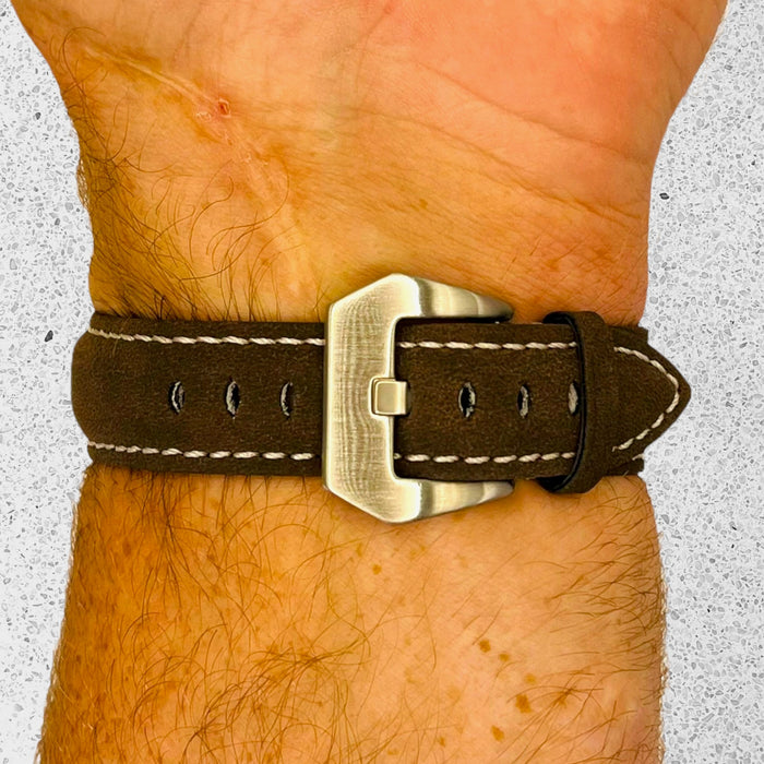 mocha-silver-buckle-polar-ignite-watch-straps-nz-retro-leather-watch-bands-aus