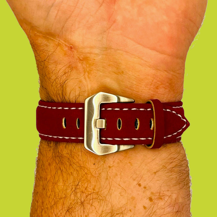 red-silver-buckle-garmin-quatix-5-watch-straps-nz-retro-leather-watch-bands-aus