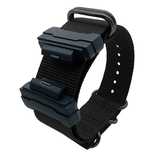 Black and Grey Stripe Nylon Watch Straps compatible with the Casio G-Shock GA Range and Baby-G BA-110 & BA-120 NZ