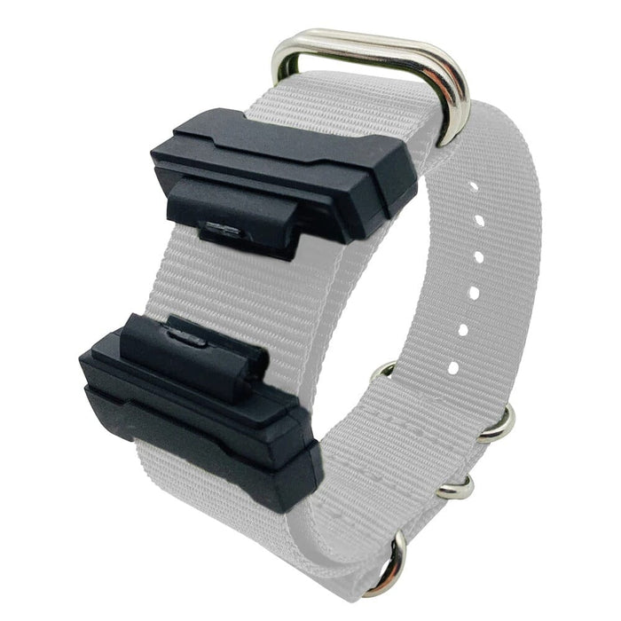 Black (Silver Buckle) Nylon Watch Straps compatible with the Casio G-Shock GA Range and Baby-G BA-110 & BA-120 NZ