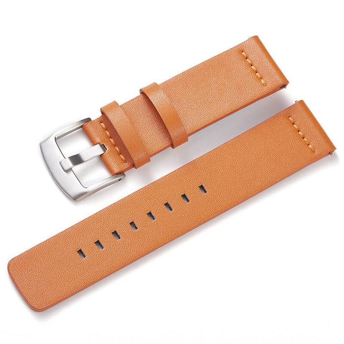 orange-silver-buckle-ticwatch-e3-watch-straps-nz-leather-watch-bands-aus